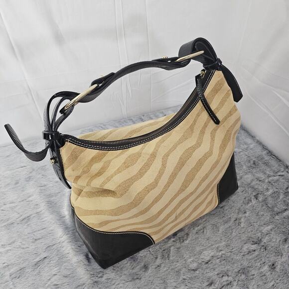 Dooney & Bourke Signature Jacquard Zebra Print Shoulder Bag Hobo Purse Animal - Picture 3 of 10